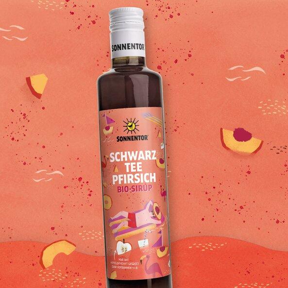 Schwarztee-Pfirsich Eistee Sirup bio 500 ml
